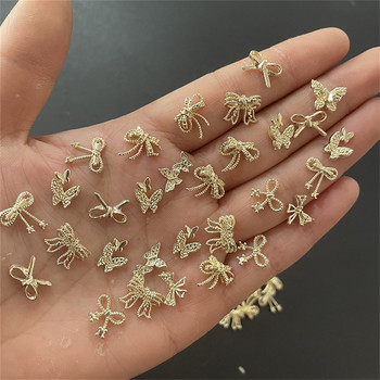 10 бр. 3D изящни талисмани за нокти от японска сплав Луксозни бижута Kawaii Bow Butterfly Украса за нокти със стрази Направи си сам аксесоари