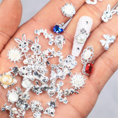10 gab. 3D izsmalcināti japāņu sakausējuma nagu mākslas piekariņi Luksusa Kawaii Bow Butterfly Juvelierizstrādājumi Nagu Rhinestone Dekorācijas DIY aksesuāri