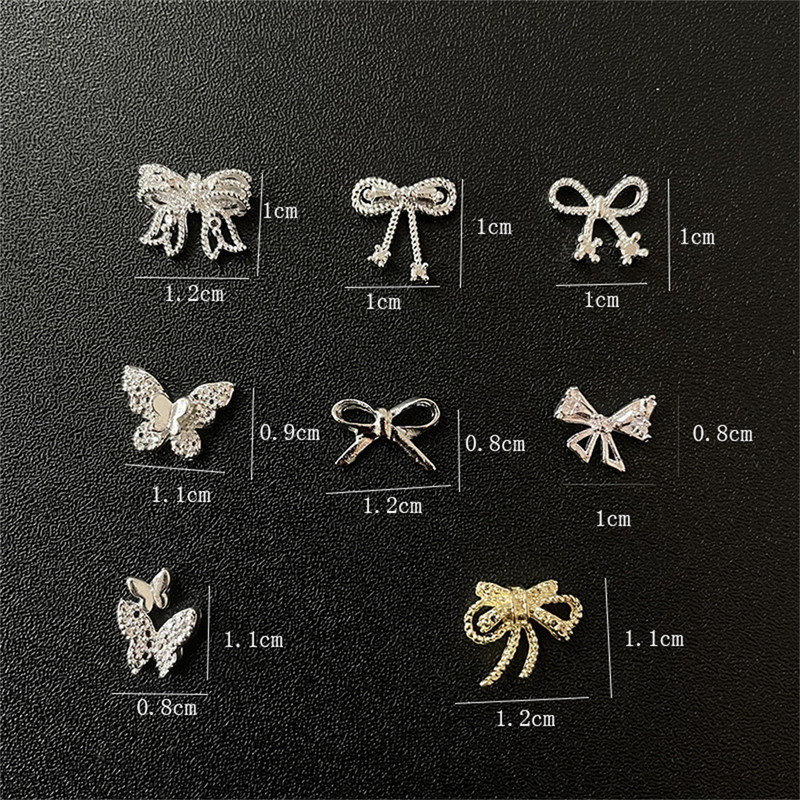 10 gab. 3D izsmalcināti japāņu sakausējuma nagu mākslas piekariņi Luksusa Kawaii Bow Butterfly Juvelierizstrādājumi Nagu Rhinestone Dekorācijas DIY aksesuāri