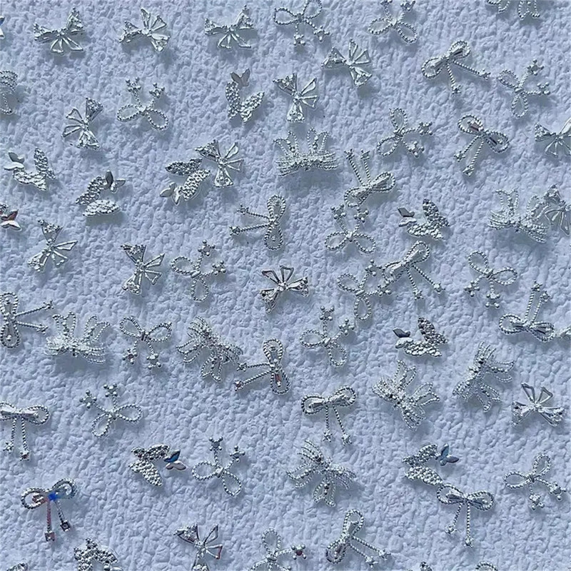 10 gab. 3D izsmalcināti japāņu sakausējuma nagu mākslas piekariņi Luksusa Kawaii Bow Butterfly Juvelierizstrādājumi Nagu Rhinestone Dekorācijas DIY aksesuāri