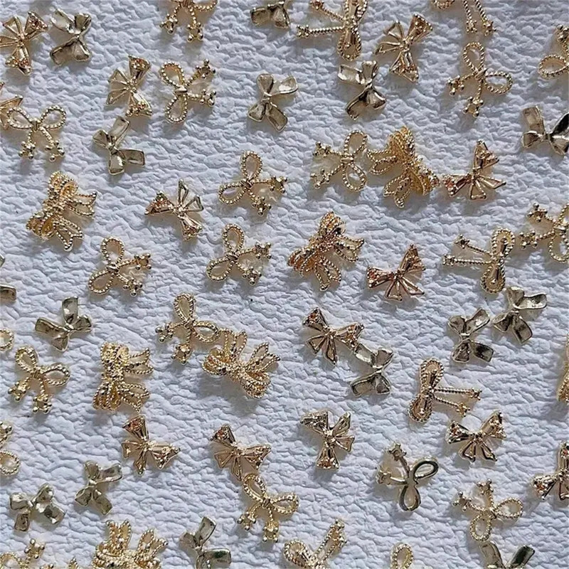 10 gab. 3D izsmalcināti japāņu sakausējuma nagu mākslas piekariņi Luksusa Kawaii Bow Butterfly Juvelierizstrādājumi Nagu Rhinestone Dekorācijas DIY aksesuāri