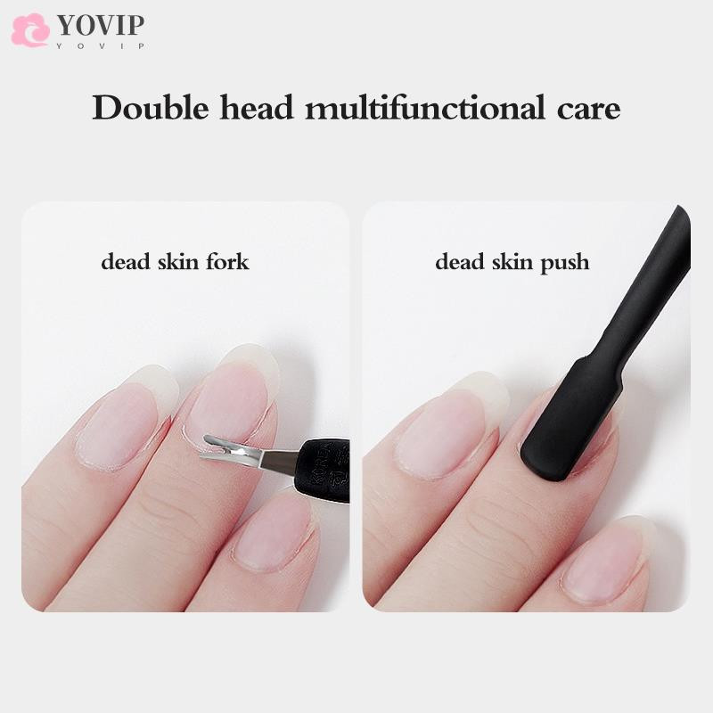1 gab. Divu galviņu kutikulas trimmeris stūmējs kutikulas naža noņemšanai atmirušās ādas noņemšanai V-veida dakšas manikīra pedikīra nagu mākslas rīks