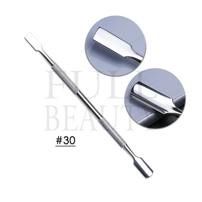 Ανοξείδωτο ατσάλι Διπλής κεφαλής ωστήρα επιδερμίδας για νύχια Επαγγελματικά αξεσουάρ μανικιούρ Εργαλεία Nail Art Dead Skin Remover ST01-32