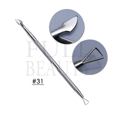 Ανοξείδωτο ατσάλι Διπλής κεφαλής ωστήρα επιδερμίδας για νύχια Επαγγελματικά αξεσουάρ μανικιούρ Εργαλεία Nail Art Dead Skin Remover ST01-32