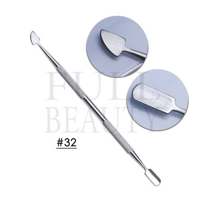 Ανοξείδωτο ατσάλι Διπλής κεφαλής ωστήρα επιδερμίδας για νύχια Επαγγελματικά αξεσουάρ μανικιούρ Εργαλεία Nail Art Dead Skin Remover ST01-32