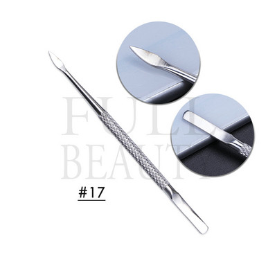 Ανοξείδωτο ατσάλι Διπλής κεφαλής ωστήρα επιδερμίδας για νύχια Επαγγελματικά αξεσουάρ μανικιούρ Εργαλεία Nail Art Dead Skin Remover ST01-32