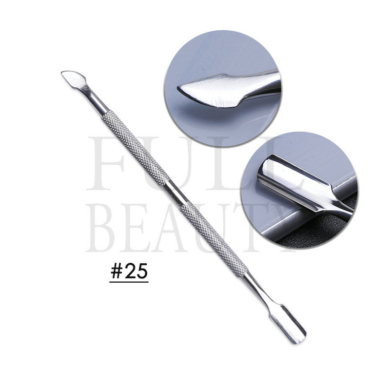 Ανοξείδωτο ατσάλι Διπλής κεφαλής ωστήρα επιδερμίδας για νύχια Επαγγελματικά αξεσουάρ μανικιούρ Εργαλεία Nail Art Dead Skin Remover ST01-32