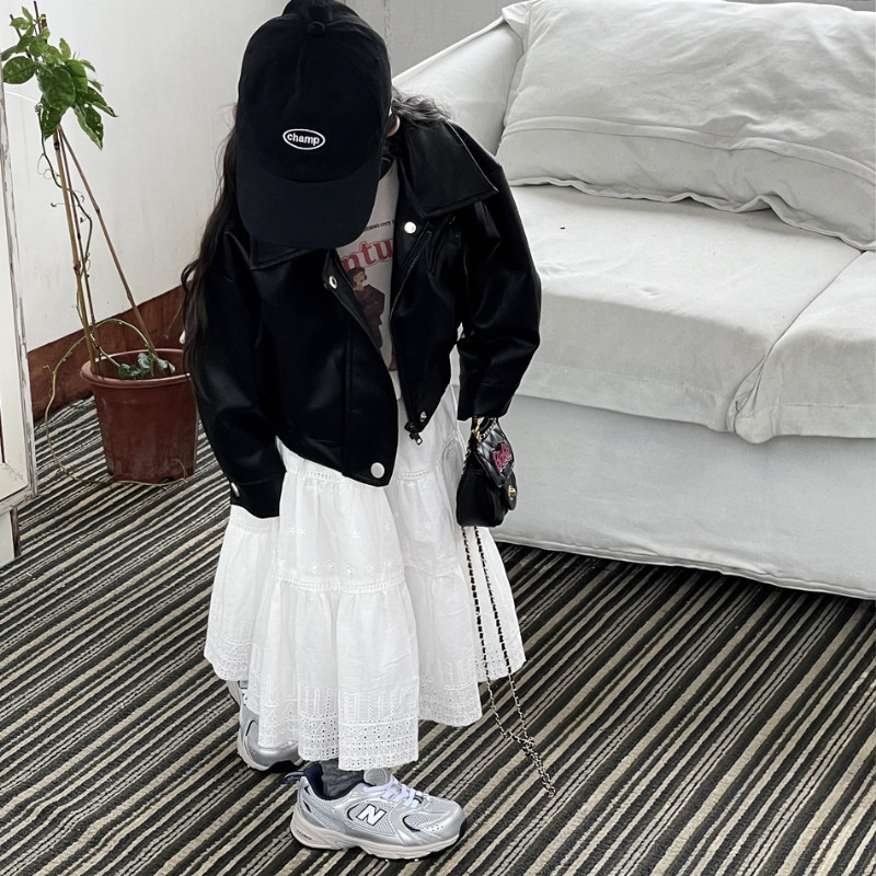 Meiteņu franču mežģīņu izšuvumi balti svārki korejiešu pavasaris vasara jauni zīdaiņi, retro ar augstu vidukli, drapēti A-līnijas garie svārki