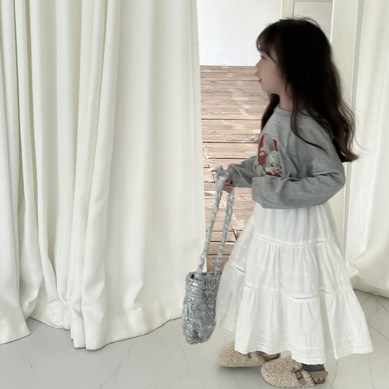 Meiteņu franču mežģīņu izšuvumi balti svārki korejiešu pavasaris vasara jauni zīdaiņi, retro ar augstu vidukli, drapēti A-līnijas garie svārki