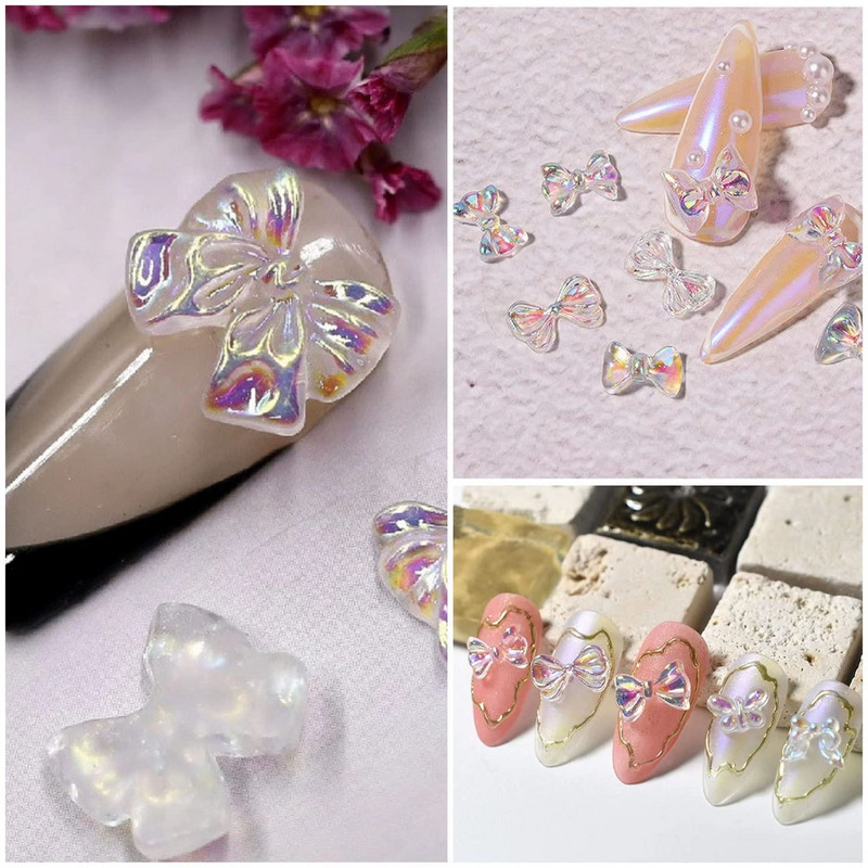 100 gab. 3D Aurora Butterfly Bear Deer Pearl Mix Box Profesionālie aksesuāri, DIY nagu dizains