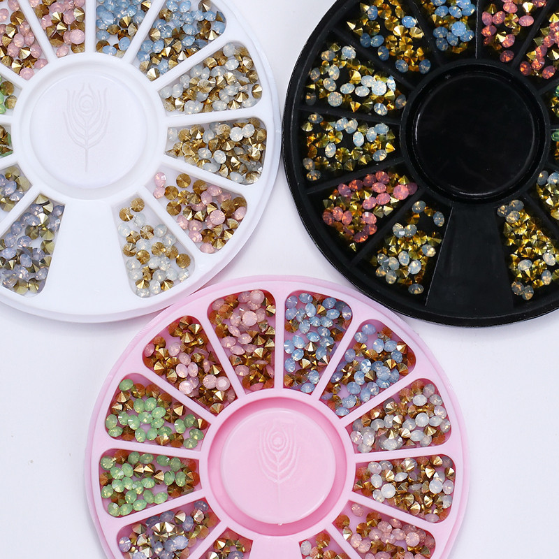 BORN PRETTY nagu Rhinestone mazas neregulāras krelles jauktas krāsas akmens manikīrs 3D nagu mākslas rotājumi uz riteņu nagiem aksesuāri