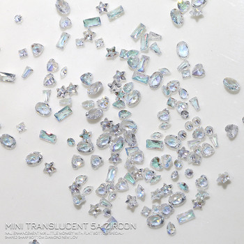 50PCS Sparkle 5A Mini Zircon Aurora Ice Translucent Cognac Mix Shapes Sharp Diamonds Nail Art Rhinestones Decor Manicure Charms