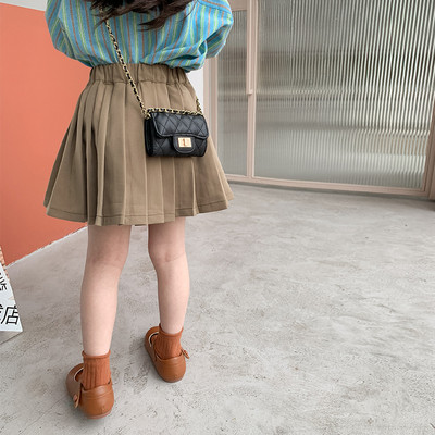 Pavasara bērnu vienkrāsaini kroku svārki meitenēm rudens mazuļu koledžas stila moderni, daudzpusīgi pusgaruma īsi svārki