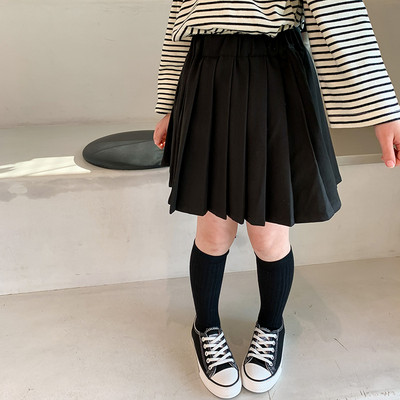 Pavasara bērnu vienkrāsaini kroku svārki meitenēm rudens mazuļu koledžas stila moderni, daudzpusīgi pusgaruma īsi svārki