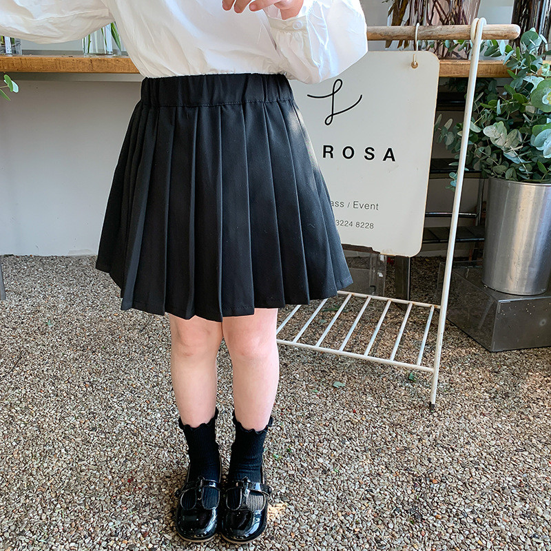 Pavasara bērnu vienkrāsaini kroku svārki meitenēm rudens mazuļu koledžas stila moderni, daudzpusīgi pusgaruma īsi svārki