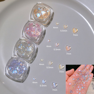 30gab./kaste Kawaii Glitter Pulveris Sirds Nagu mākslas Dekorācijas 3D Sveķu Rhinestones Piekariņi Karikatūras Kristāla Aksesuāri Manikīrs DIY