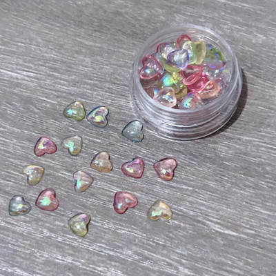 30 vnt./dėžutė Kawaii Blizganti pudra Širdies Nagų Dailės Dekoracijos 3D Derva Kalnų krištolas Charms Karikatūros Krištolo Priedai Manikiūras Pasidaryk pats