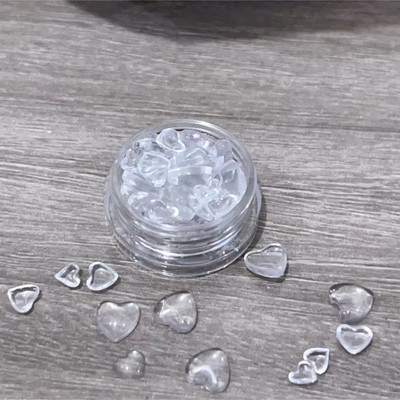 30 vnt./dėžutė Kawaii Blizganti pudra Širdies Nagų Dailės Dekoracijos 3D Derva Kalnų krištolas Charms Karikatūros Krištolo Priedai Manikiūras Pasidaryk pats