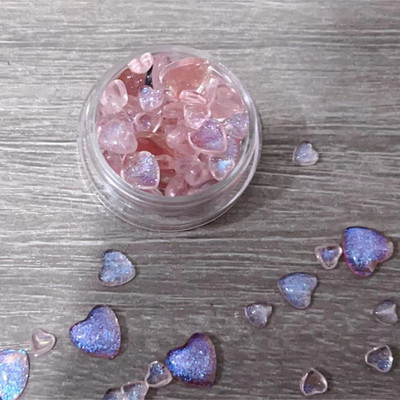 30 vnt./dėžutė Kawaii Blizganti pudra Širdies Nagų Dailės Dekoracijos 3D Derva Kalnų krištolas Charms Karikatūros Krištolo Priedai Manikiūras Pasidaryk pats