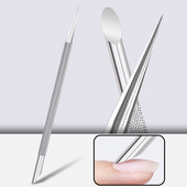 Divu galu nerūsējošā tērauda kutikulas spiedējs nagu manikīrs noņemšanas līdzeklis manikīra kociņi nagu mākslas instrumenti nagu kutikulas spiedējs
