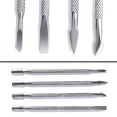 Divu galu nerūsējošā tērauda kutikulas spiedējs Dead Skin Push Remover pedikīra manikīram nagu mākslas tīrīšanas līdzeklis