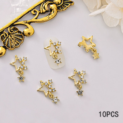 10 bucăți 3D ochi de pisică Fluture Nail Art Charms Auriu strălucitor Gri Argintiu Cristal Strasuri Bijuterii de lux Piese pentru unghii din aliaj