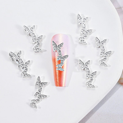 10 bucăți 3D ochi de pisică Fluture Nail Art Charms Auriu strălucitor Gri Argintiu Cristal Strasuri Bijuterii de lux Piese pentru unghii din aliaj