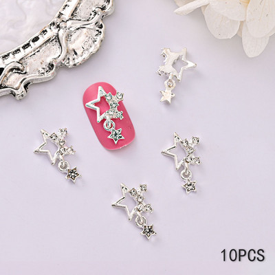10 bucăți 3D ochi de pisică Fluture Nail Art Charms Auriu strălucitor Gri Argintiu Cristal Strasuri Bijuterii de lux Piese pentru unghii din aliaj