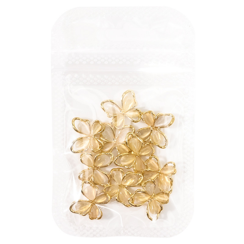 10 bucăți 3D ochi de pisică Fluture Nail Art Charms Auriu strălucitor Gri Argintiu Cristal Strasuri Bijuterii de lux Piese pentru unghii din aliaj