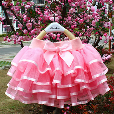 Tutu Skirt Girls Cake Tutu Pettiskirt Dance Mini Skirt Рожден ден Принцеса Бална рокля Детски Детски дрехи 4 слоя Поли от тюл