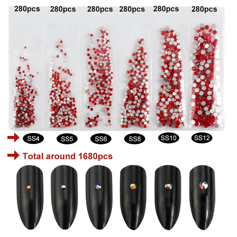 Daudzizmēra stikla nagu Rhinestones nagu mākslas rotājumi kristāli strass piekariņi starpsienu jaukta izmēra kalnu kristāla komplekts