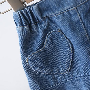 2024 Summer Girls Cute Jeans φούστα με Heart Pocket Baby Kids Παιδική Τζιν φούστα