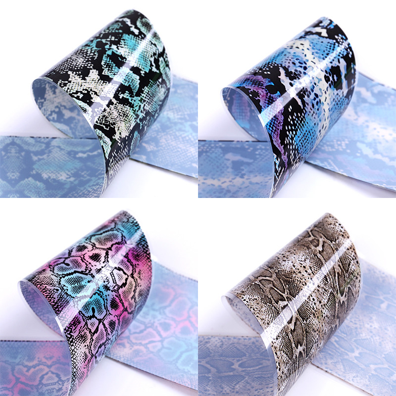 10 vnt / rinkinys Leopardo folija ant nagų Specialūs gyvatės gėlių raštai Nagų perkėlimo folija Nagų dailės lipdukai Dekoracijos 20*4cm Nauja