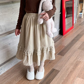 Bērnu apģērbi meiteņu svārki korejiešu stilā, 2023. gada jauni, moderni rudens vidēja garuma rūtaini vienkrāsaini mežģīnes ikdienas vienkārši svārki