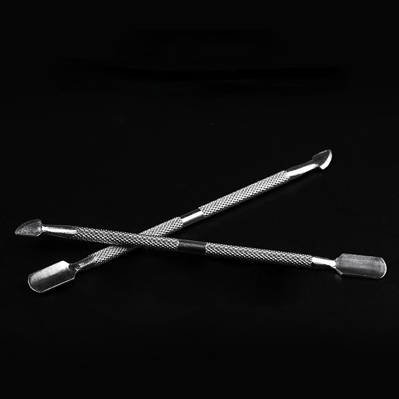 1 gab. Divu galu nerūsējošā tērauda kutikulas spiedējs Dead Skin Push Remover pedikīram manikīram nagu mākslas tīrīšanas līdzeklis