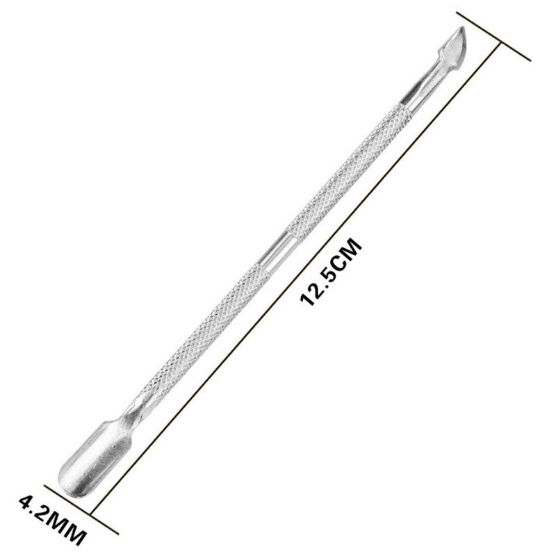 1 gab. Divu galu nerūsējošā tērauda kutikulas spiedējs Dead Skin Push Remover pedikīram manikīram nagu mākslas tīrīšanas līdzeklis