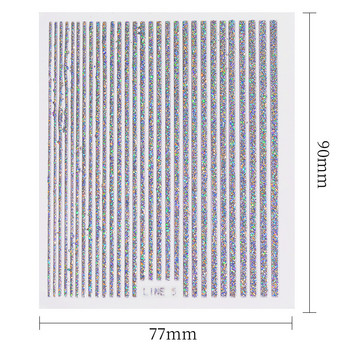 3D линии Стикери за нокти Сребро, розово злато, метални ивици, букви, ваденки, извивка, гел, нокти, арт плъзгачи, маникюр, декор