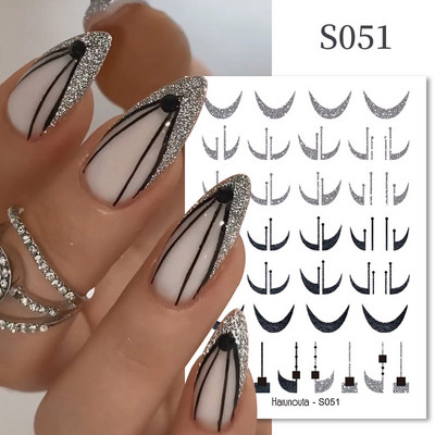 3D linijos Nagų lipdukai Sidabrinė rožinė auksinė metalo juostelės raidės Lipdukai Kreiva gelis Nagai Dailė Slankikliai Manikiūro dekoras