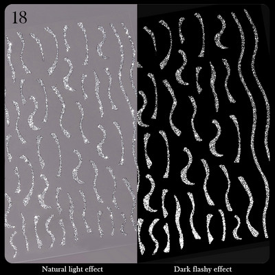 3D linijos Nagų lipdukai Sidabrinė rožinė auksinė metalo juostelės raidės Lipdukai Kreiva gelis Nagai Dailė Slankikliai Manikiūro dekoras