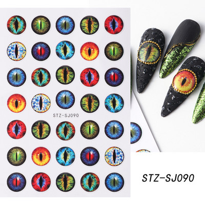 Pūķa Acis 3D Nagu Uzlīmes Dinozaurs Čūska Kaķis Dzīvnieku Acis Slīdņi nagiem Ļaunām acīm Dizains Zaļš Zils Dekors Uzlīmes Manikīrs