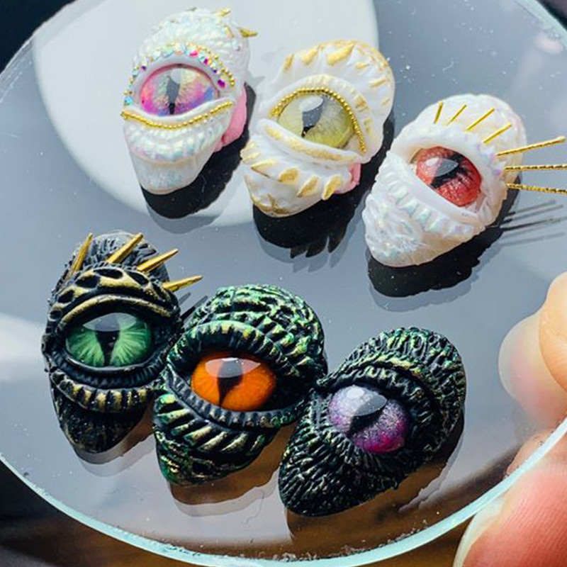 Pūķa Acis 3D Nagu Uzlīmes Dinozaurs Čūska Kaķis Dzīvnieku Acis Slīdņi nagiem Ļaunām acīm Dizains Zaļš Zils Dekors Uzlīmes Manikīrs