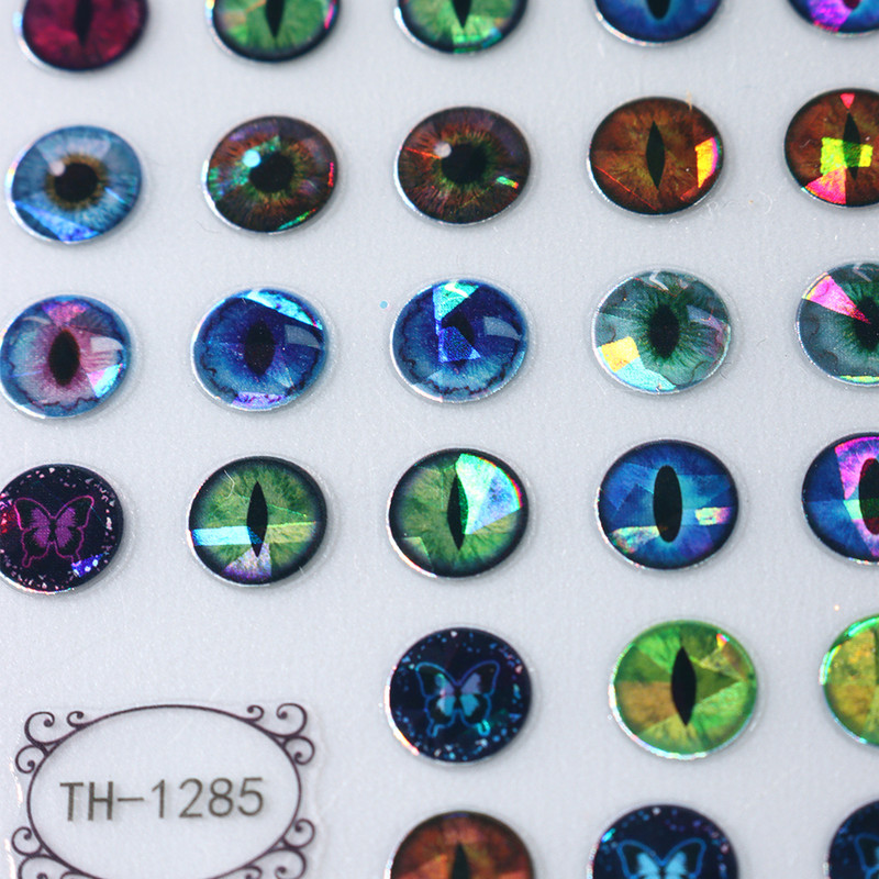 Pūķa Acis 3D Nagu Uzlīmes Dinozaurs Čūska Kaķis Dzīvnieku Acis Slīdņi nagiem Ļaunām acīm Dizains Zaļš Zils Dekors Uzlīmes Manikīrs