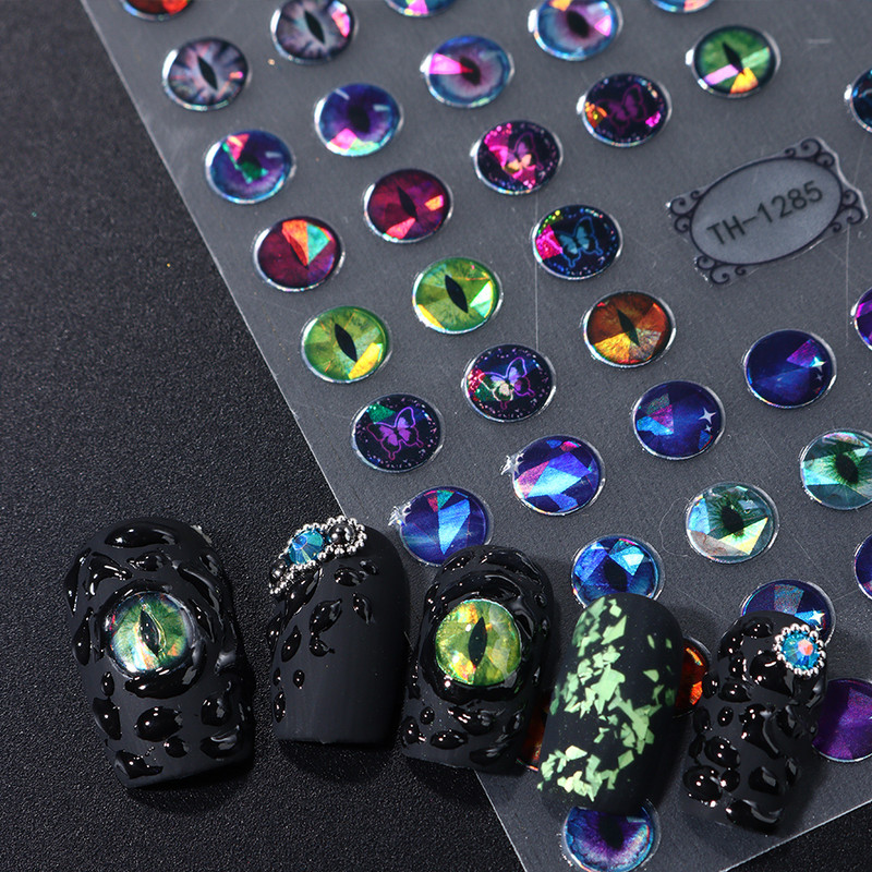 Pūķa Acis 3D Nagu Uzlīmes Dinozaurs Čūska Kaķis Dzīvnieku Acis Slīdņi nagiem Ļaunām acīm Dizains Zaļš Zils Dekors Uzlīmes Manikīrs