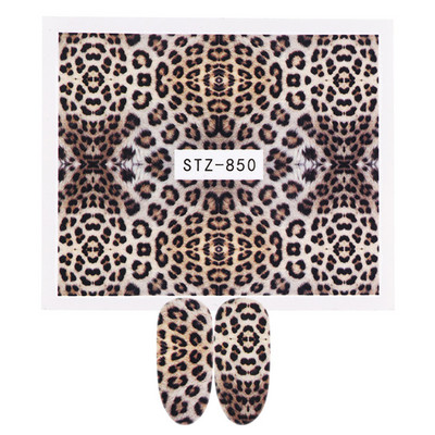 1 gab. Sexy Leopard Nail Art Water Transfer Uzlīmes Uzlīmes Animal Charm DIY Full Wrap Slider Manikīra apdares aksesuārs BEB304