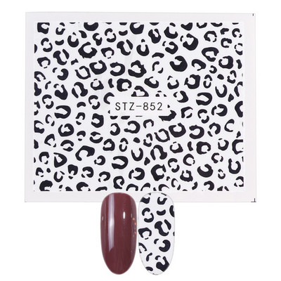 1 gab. Sexy Leopard Nail Art Water Transfer Uzlīmes Uzlīmes Animal Charm DIY Full Wrap Slider Manikīra apdares aksesuārs BEB304