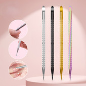 Divu galu atmirušās ādas kutikulas noņemšanas līdzeklis Clean Pusher UV gēla laka Stick Rod nerūsējošā tērauda punktveida pildspalvas kutikulas manikīra instrumenti