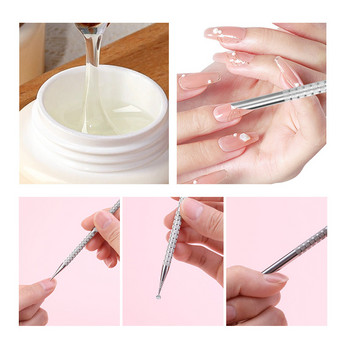 Двоен край Dead Skin Cuticle Remover Clean Pusher UV Gel Polish Stick Rod Неръждаема стомана Dotting Pens Инструменти за кутикула Маникюр