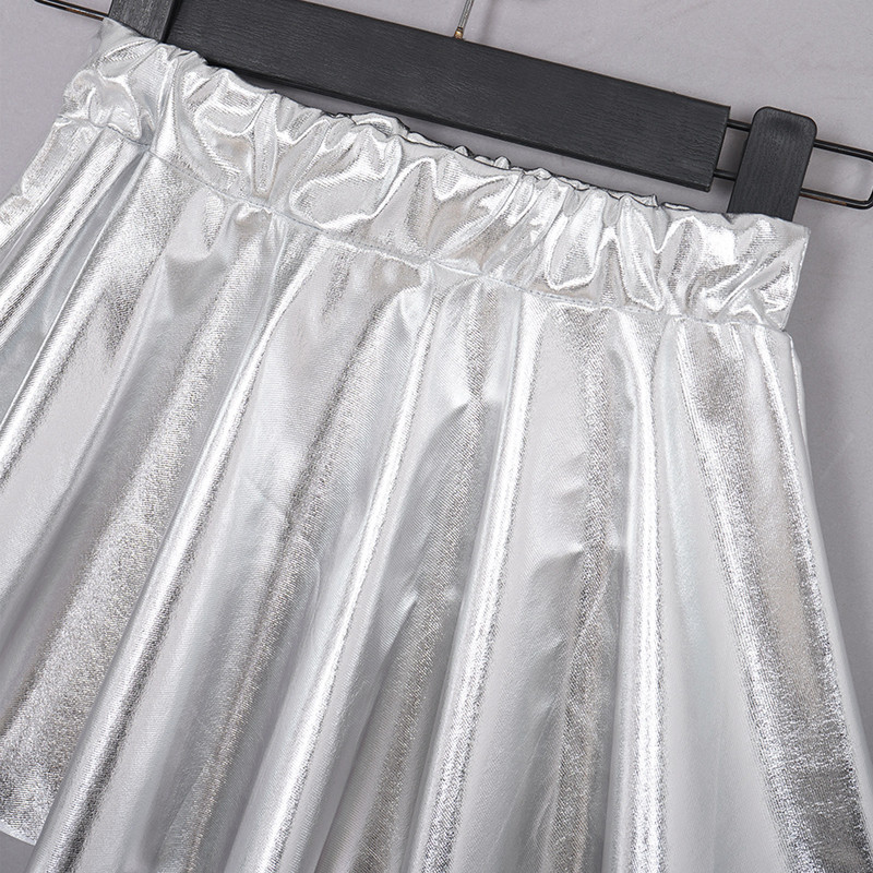 Meitenes, metāliski spīdīgi mini svārki slidošanas hiphopa džeza deju priekšnesumu kostīmi elastīgi jostasvieta, atlētiski kroku svārki