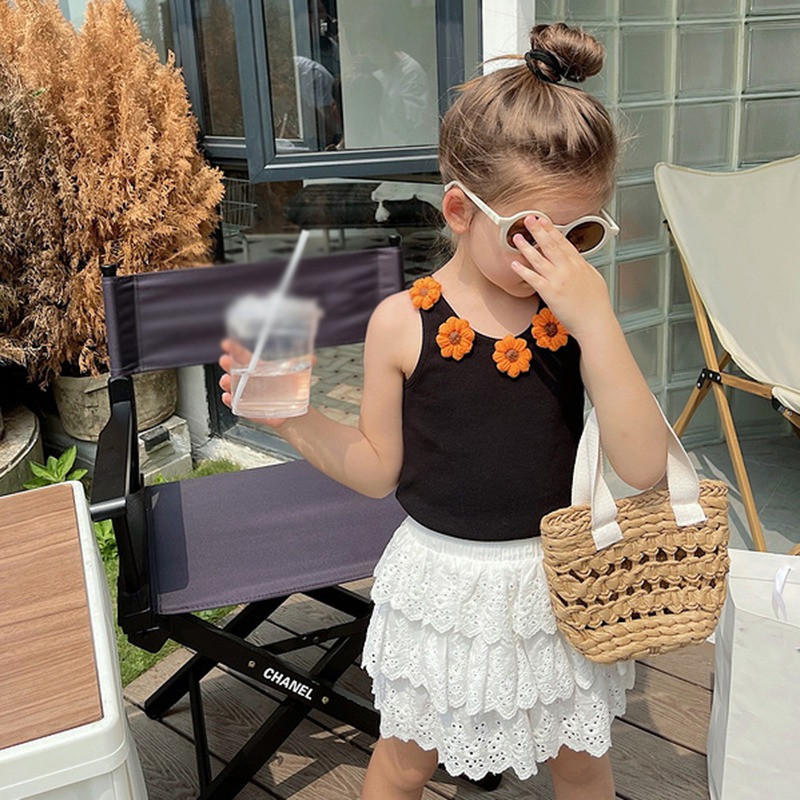 Vasaros vaikų mergaičių vienspalvis torto sijonas Tutu korėjietiška versija Kasdienis kvėpuojantis laisvas minkštas iki kelių vaikų princesės sijonas