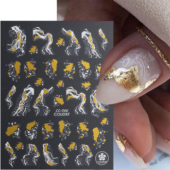 Χρυσό μάρμαρο Blooming Ink Nail Art αυτοκόλλητα τρισδιάστατα μεταλλικά κυματιστά ρίγες γραμμή γεωμετρικό μανικιούρ Αυτοκόλλητα νυχιών αυτοκόλλητα συρόμενα διακοσμητικά